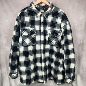 Dickies Plaid Fleece Shacket Workwear  Quilted Lined Mens 2XL XXL Button Black